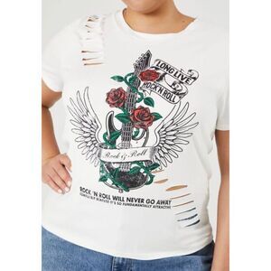 Forever 21+ - Julia Rock and Roll Slashed Tee (1X)